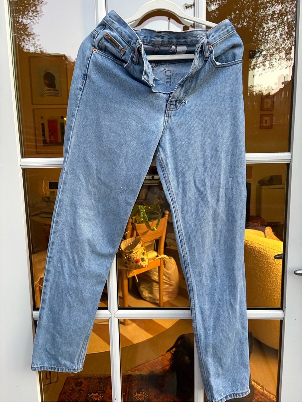 Calvin Klein 100% Cotton Worn Light Blue High-Rise Jeans